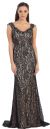 V-Neck Sleeveless Lace Long Formal Evening Prom Dress in Black